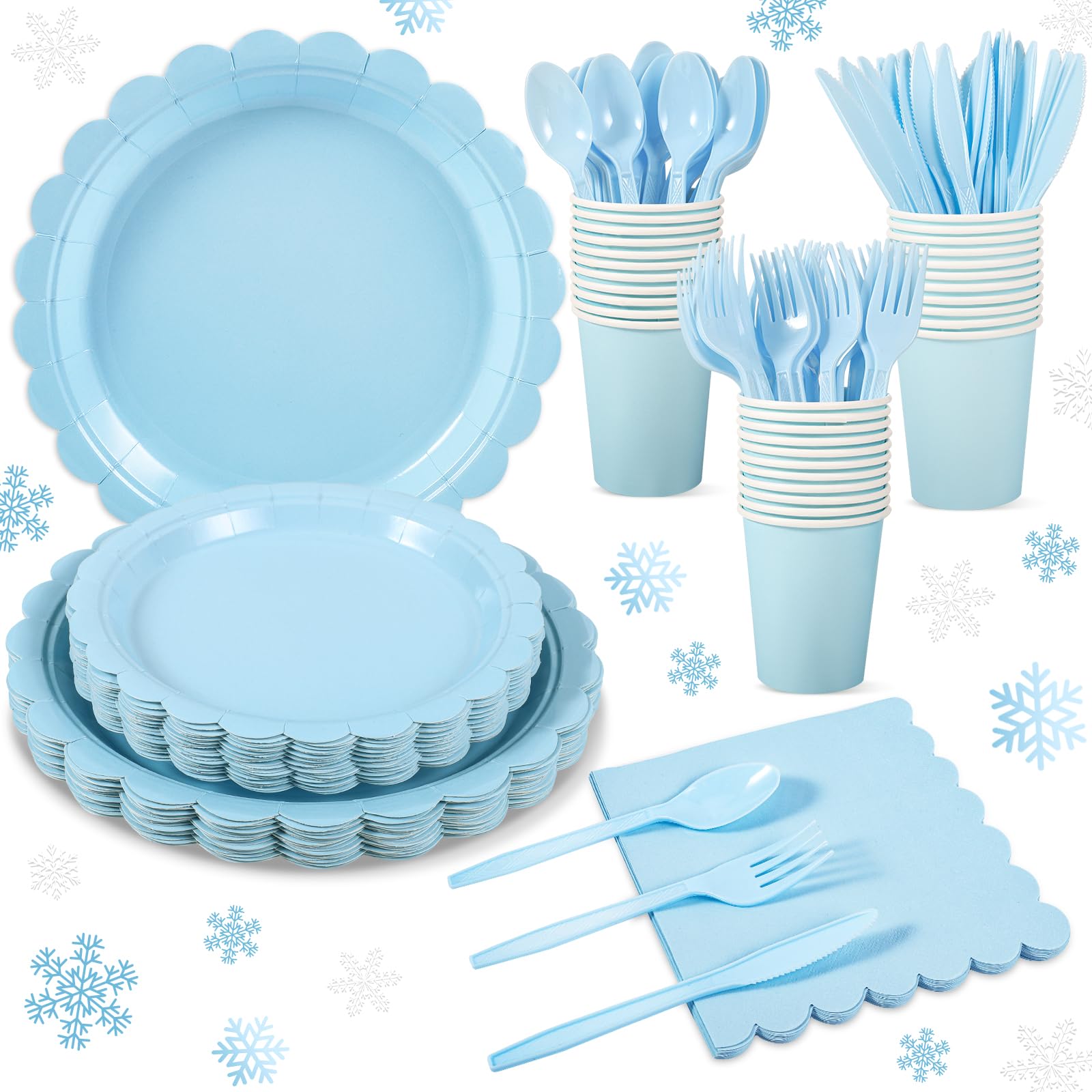 Amazon.com: Xiangqu 175 Pcs Light Blue Paper Plates and Napkins